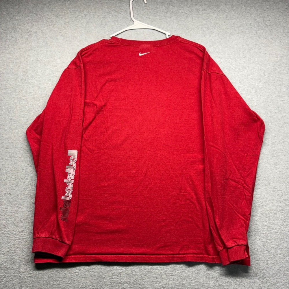 Nike Basketball Vintage Long Sleeve Shirt Red Graphic Swoosh Mens Large Y2K - Picture 6 of 8